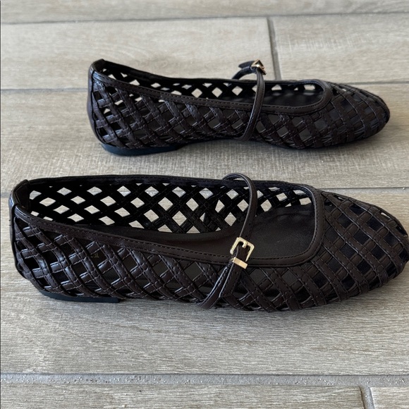 Zara Woven Ballet Flats in Chocolate Brown Size: 37 - Picture 5 of 10